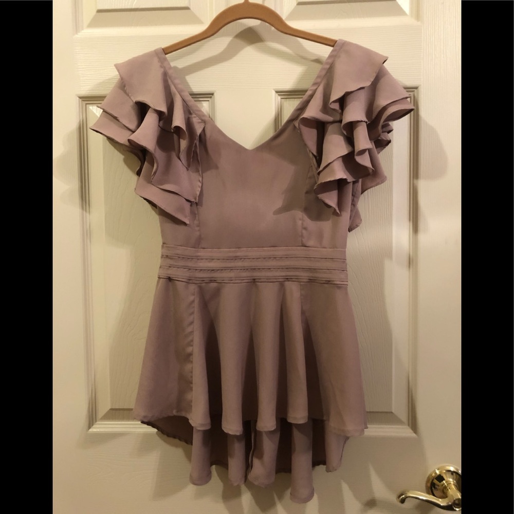 Double Zero Beige Ruffle Blouse - Size S